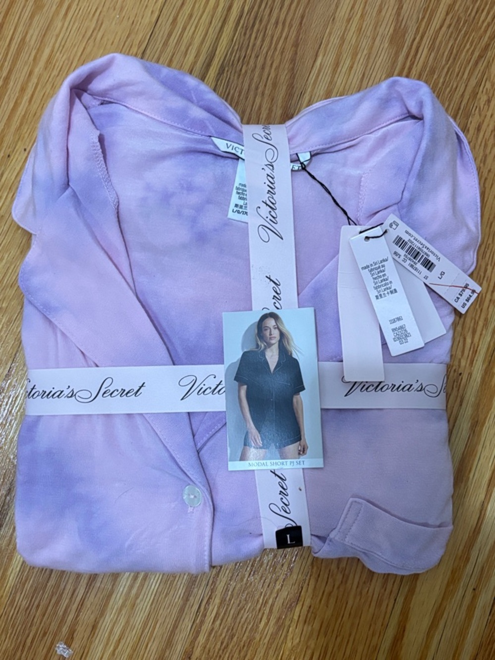 Victoria’s Secret soft modal short pj 2pc set tye dye purple pinky L